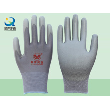 Forro de poliéster gris con guantes de seguridad revestidos de poliuretano gris